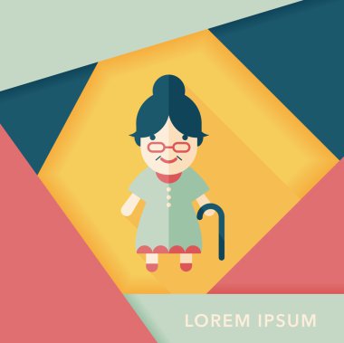 yaşlı kadın uzun gölge, eps10 düz simgesiyle