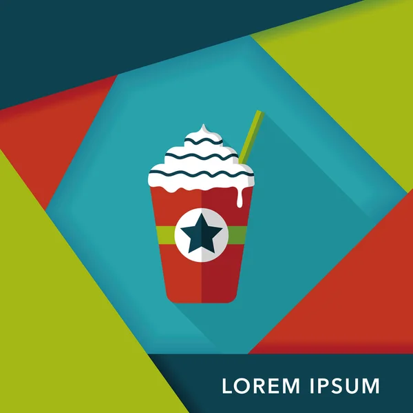 Frappucino flat icon with long shadow, eps10 — стоковый вектор