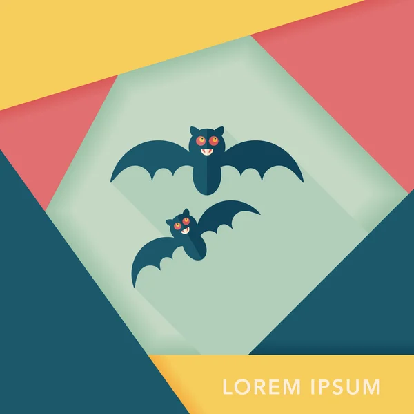 Icona pipistrello piatto di Halloween con lunga ombra, eps10 — Vettoriale Stock