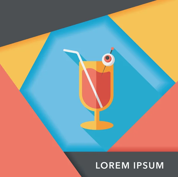 Halloween cocktail flat icon with long shadow, eps10 — стоковый вектор