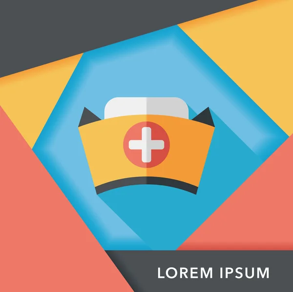 Nurse hat flat icon with long shadow, eps10 — стоковый вектор