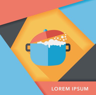 Uzun Gölge, eps10 ile mutfak eşyaları pot düz simgesi