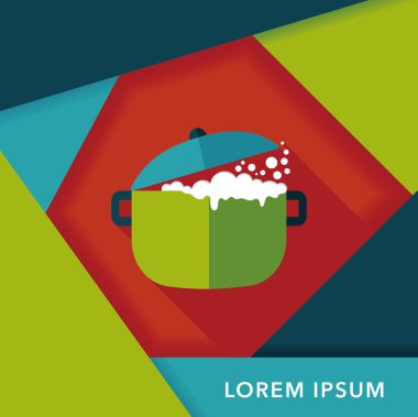 Uzun Gölge, eps10 ile mutfak eşyaları pot düz simgesi