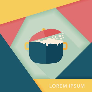 Uzun Gölge, eps10 ile mutfak eşyaları pot düz simgesi