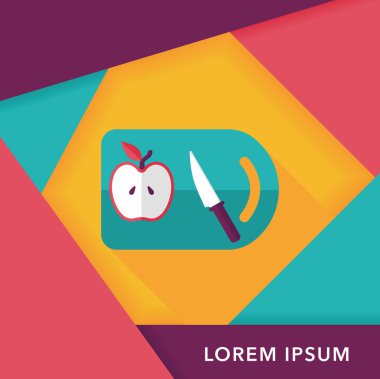 uzun gölge ile yönetim kurulu ve bıçak düz simgesi doğrama mutfak eşyaları,