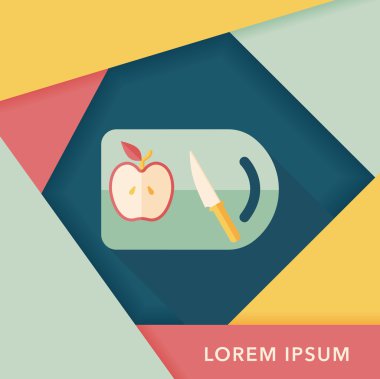 uzun gölge ile yönetim kurulu ve bıçak düz simgesi doğrama mutfak eşyaları,