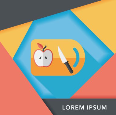 uzun gölge ile yönetim kurulu ve bıçak düz simgesi doğrama mutfak eşyaları,