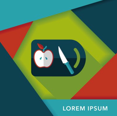 uzun gölge ile yönetim kurulu ve bıçak düz simgesi doğrama mutfak eşyaları,