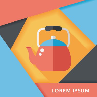 Uzun Gölge, eps10 ile mutfak eşyaları çay potu düz simgesi