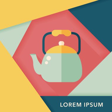 Uzun Gölge, eps10 ile mutfak eşyaları çay potu düz simgesi