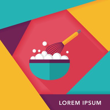 Uzun Gölge, eps10 ile mutfak eşyaları çırpıcı düz simgesi