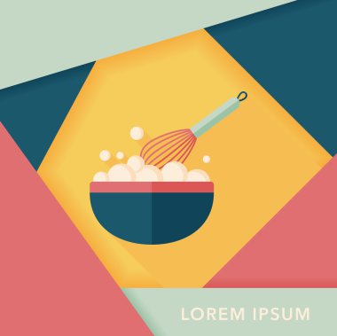 Uzun Gölge, eps10 ile mutfak eşyaları çırpıcı düz simgesi