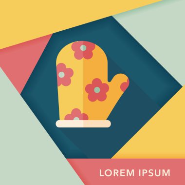 mutfak fırın eldiveni uzun gölge, eps10 simgesiyle düz