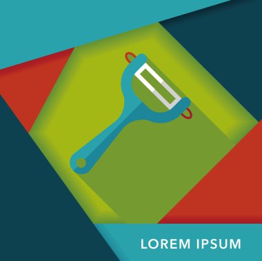 Uzun Gölge, eps10 ile mutfak eşyaları Soyucu düz simgesi