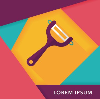 Uzun Gölge, eps10 ile mutfak eşyaları Soyucu düz simgesi