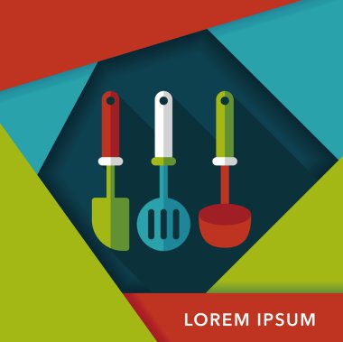 Uzun Gölge, eps10 ile mutfak eşyaları spatula düz simgesi