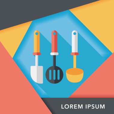 Uzun Gölge, eps10 ile mutfak eşyaları spatula düz simgesi
