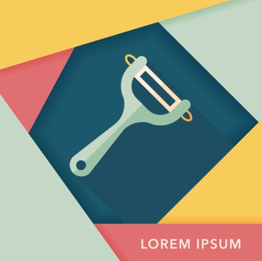 Uzun Gölge, eps10 ile mutfak eşyaları Soyucu düz simgesi