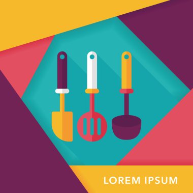 Uzun Gölge, eps10 ile mutfak eşyaları spatula düz simgesi