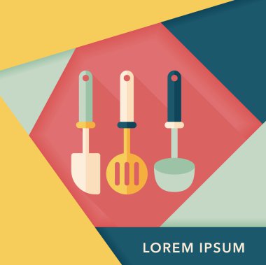 Uzun Gölge, eps10 ile mutfak eşyaları spatula düz simgesi