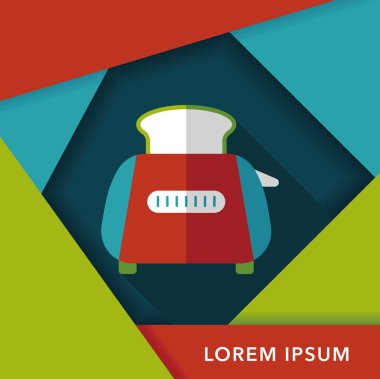 Uzun Gölge, eps10 ile mutfak eşyaları ekmek kızartma makinesi düz simgesi