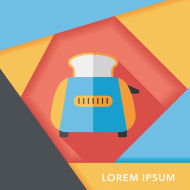 Uzun Gölge, eps10 ile mutfak eşyaları ekmek kızartma makinesi düz simgesi