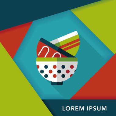 Uzun Gölge, eps10 ile mutfak eşyaları kase düz simgesi