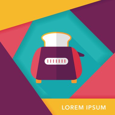 Uzun Gölge, eps10 ile mutfak eşyaları ekmek kızartma makinesi düz simgesi