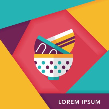 Uzun Gölge, eps10 ile mutfak eşyaları kase düz simgesi