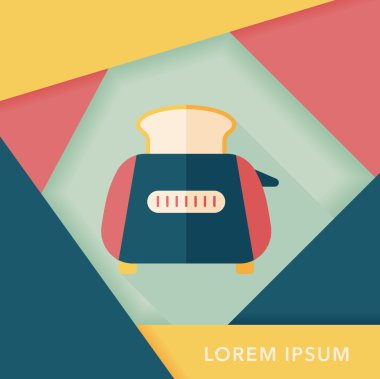 Uzun Gölge, eps10 ile mutfak eşyaları ekmek kızartma makinesi düz simgesi