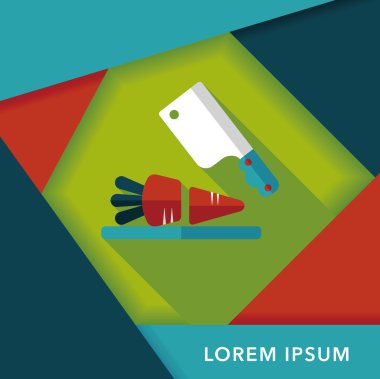 uzun gölge ile yönetim kurulu ve bıçak düz simgesi doğrama mutfak eşyaları,