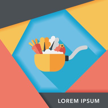 Uzun Gölge, eps10 ile mutfak eşyaları pot düz simgesi