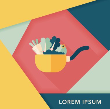 Uzun Gölge, eps10 ile mutfak eşyaları pot düz simgesi