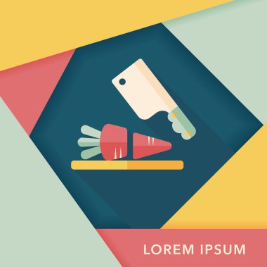 uzun gölge ile yönetim kurulu ve bıçak düz simgesi doğrama mutfak eşyaları,