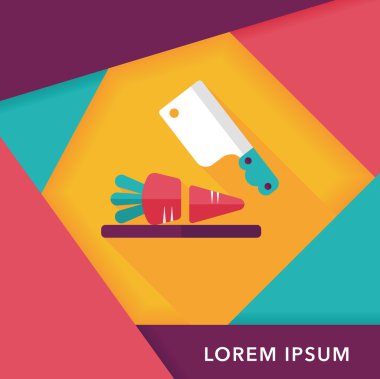 uzun gölge ile yönetim kurulu ve bıçak düz simgesi doğrama mutfak eşyaları,