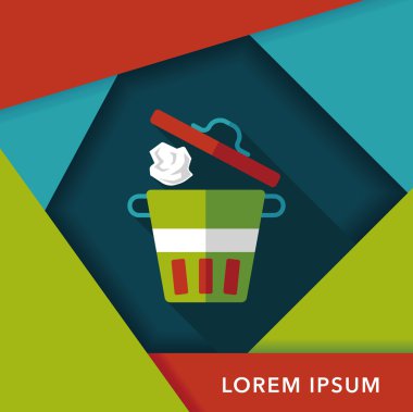 Uzun Gölge, eps10 ile mutfak eşyaları çöp düz simgesi