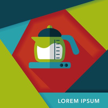 Uzun Gölge, eps10 ile mutfak eşyaları çay potu düz simgesi