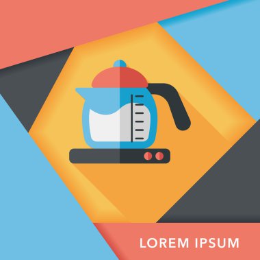 Uzun Gölge, eps10 ile mutfak eşyaları çay potu düz simgesi