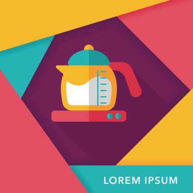 Uzun Gölge, eps10 ile mutfak eşyaları çay potu düz simgesi