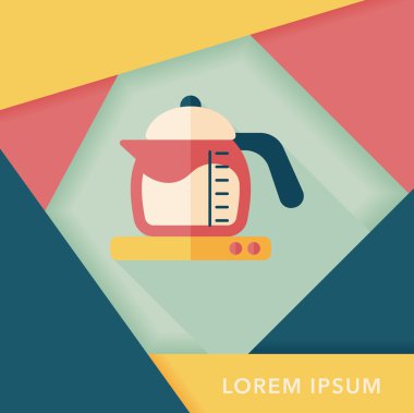 Uzun Gölge, eps10 ile mutfak eşyaları çay potu düz simgesi
