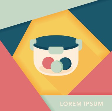 kapsayıcı düz simgesi uzun gölge, eps1 ile koruma mutfak eşyaları