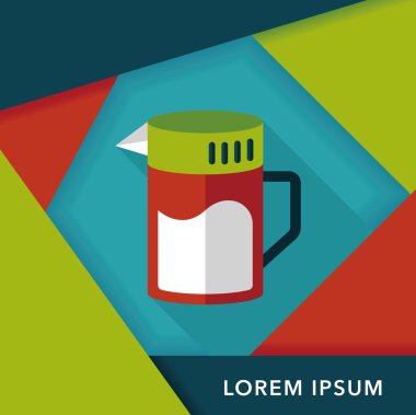 Uzun Gölge, eps10 ile mutfak eşyaları çay potu düz simgesi