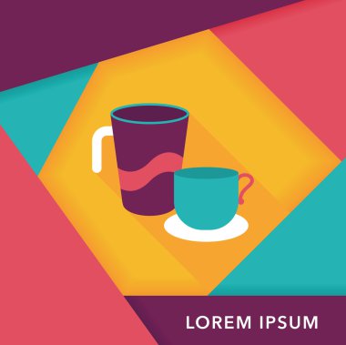 Uzun Gölge, eps10 ile mutfak eşyaları Kupası düz simgesi