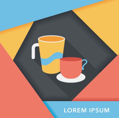 Uzun Gölge, eps10 ile mutfak eşyaları Kupası düz simgesi