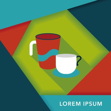 Uzun Gölge, eps10 ile mutfak eşyaları Kupası düz simgesi