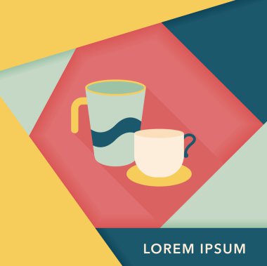 Uzun Gölge, eps10 ile mutfak eşyaları Kupası düz simgesi