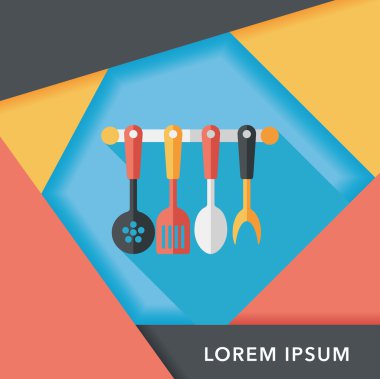 Uzun Gölge, eps10 ile mutfak eşyaları spatula düz simgesi