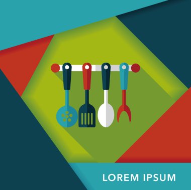 Uzun Gölge, eps10 ile mutfak eşyaları spatula düz simgesi