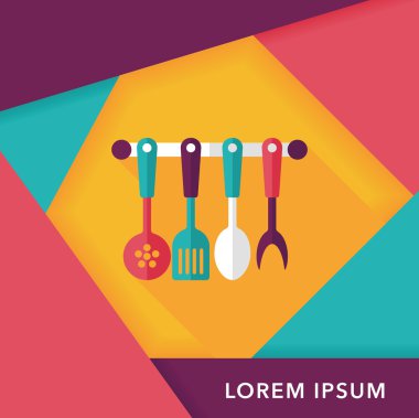 Uzun Gölge, eps10 ile mutfak eşyaları spatula düz simgesi