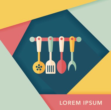 Uzun Gölge, eps10 ile mutfak eşyaları spatula düz simgesi